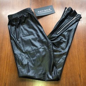 Black Faux Leather Legging with Zipper